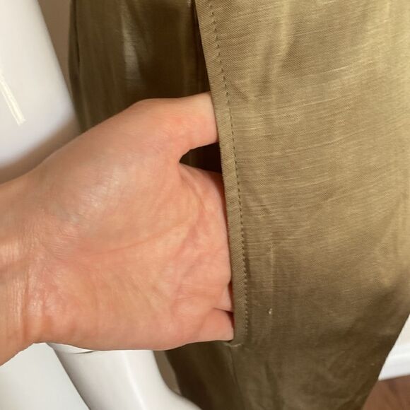 Sandro Gold Olive Green Sisteron Satin Zip Jumpsuit - Picture 6 of 16